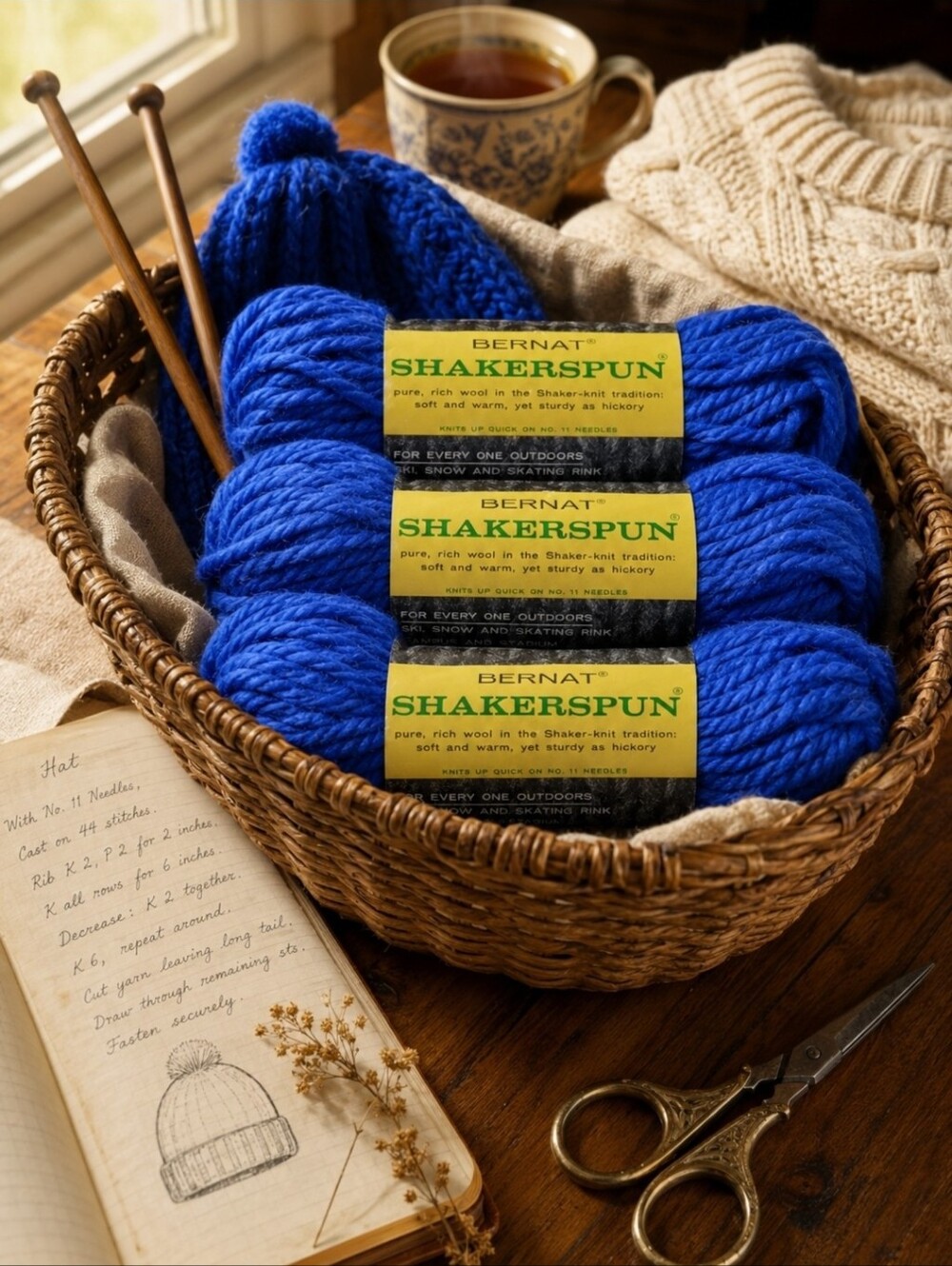 VTG Bernat Shakerspun Yarn Lot 3 Skeins Imperial Blue 100% Virgin Wool NOS USA